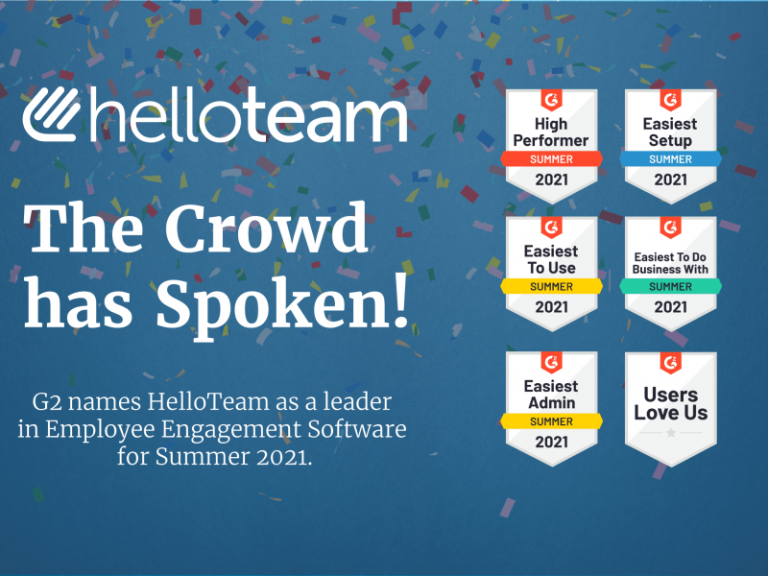 G2 names HelloTeam as a leader in Employee Engagement Software for Summer 2021