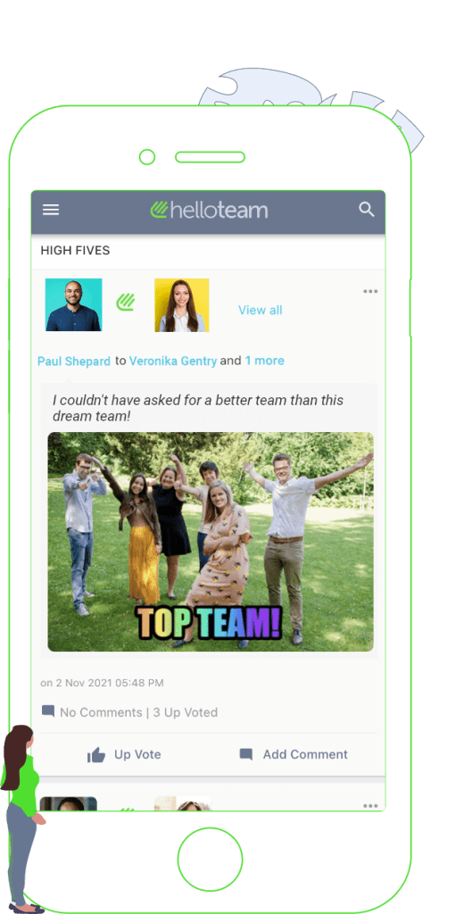 HelloTeam engagement features includes High Fives